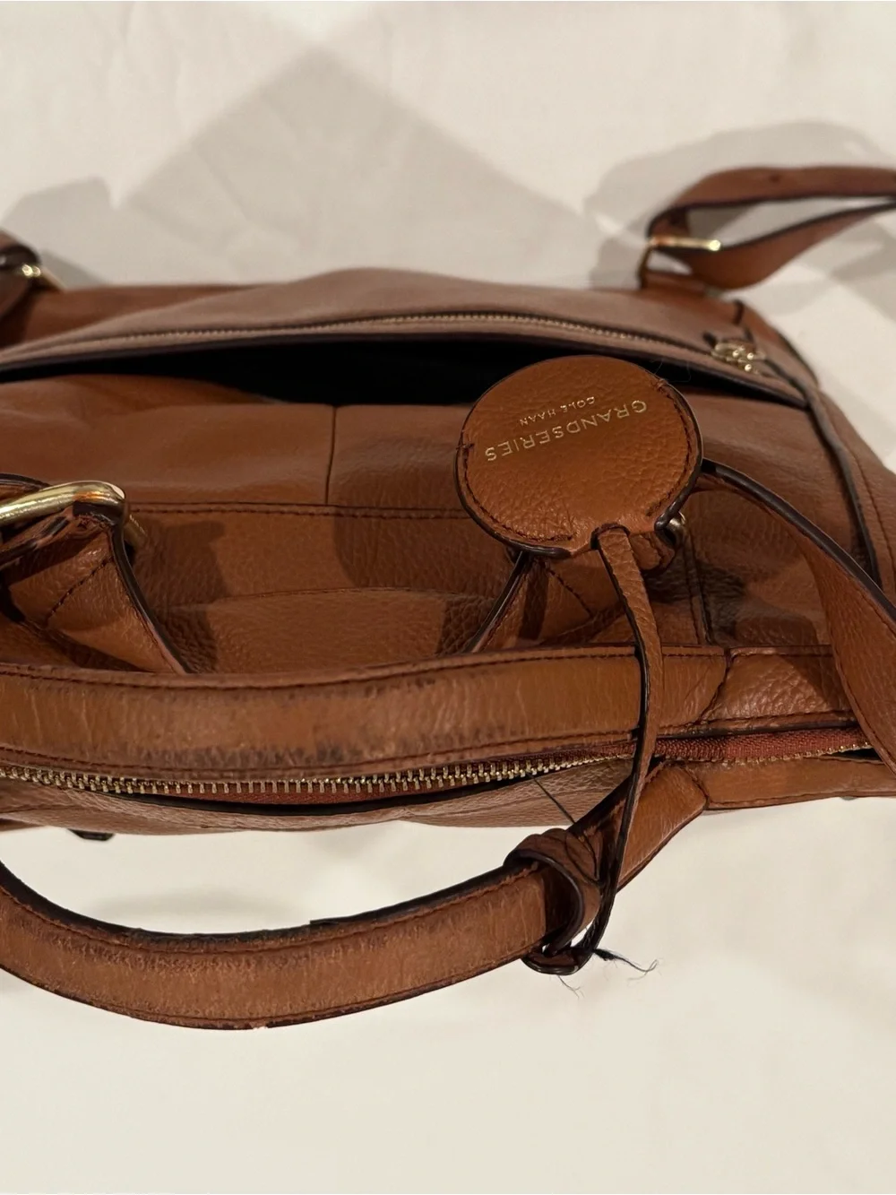 Cole Haan GrandSeries British Tan Leather Convertible Unisex Backpack Tote Bag